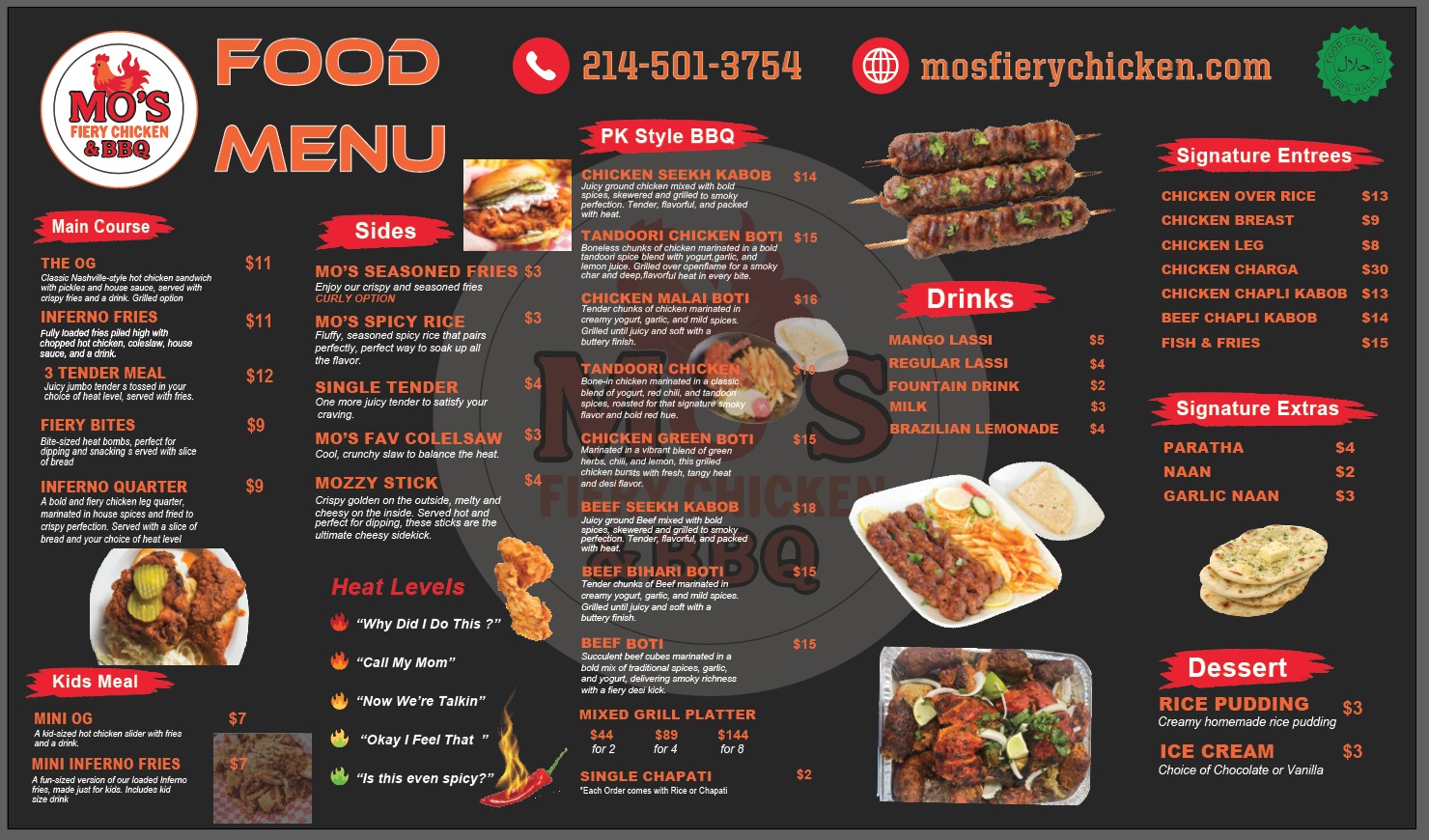 MO's Fiery Chicken Menu